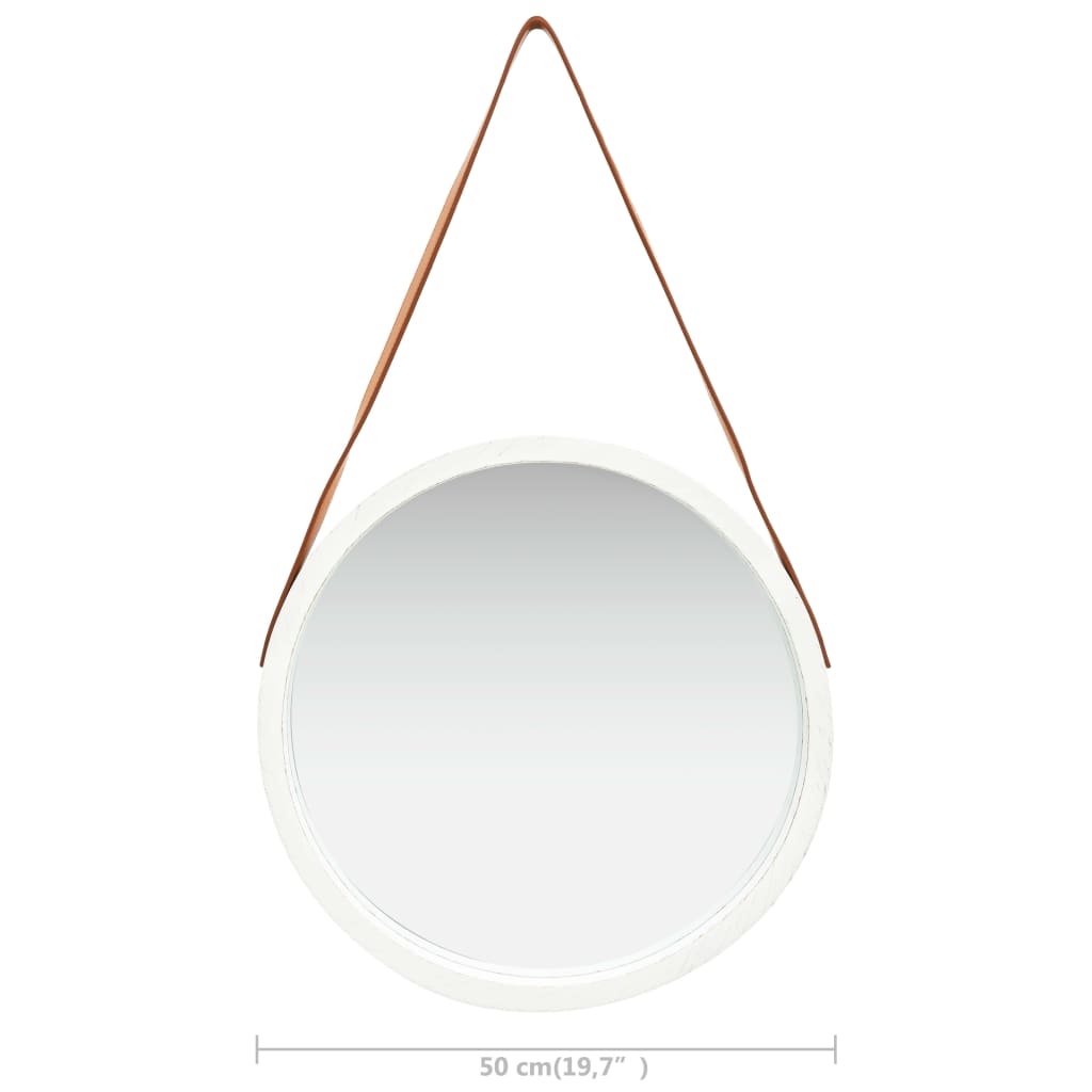 Wandspiegel met band 50 cm wit is nu te koop bij PeponiXL, paradijselijk wonen!