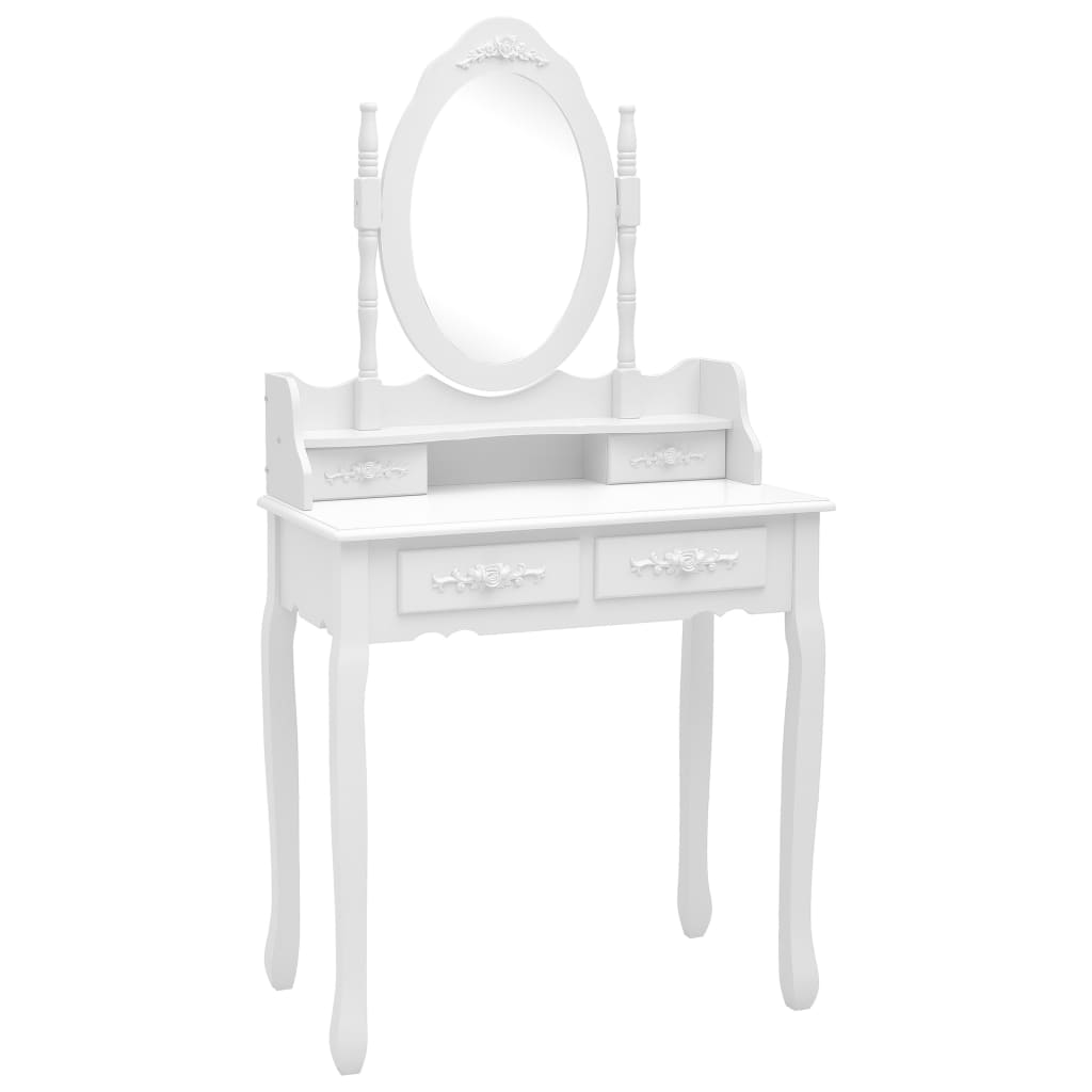 Kaptafelset met kruk 75x69x140 cm paulowniahout wit is nu te koop bij PeponiXL, paradijselijk wonen!