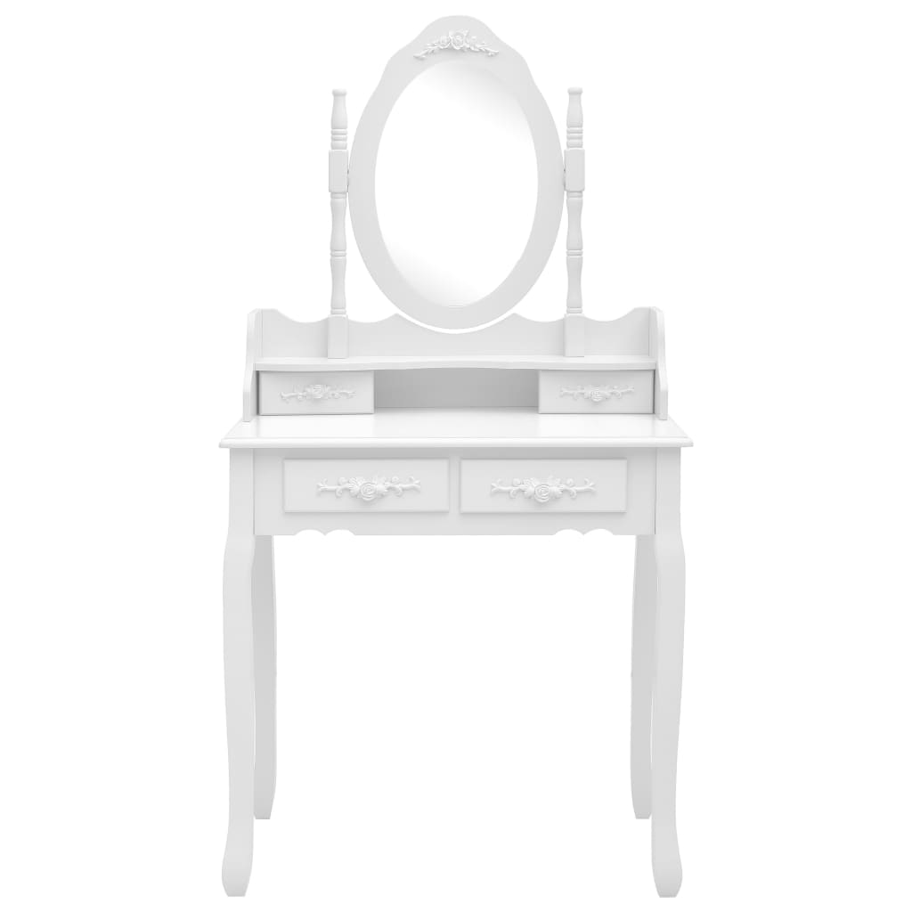 Kaptafelset met kruk 75x69x140 cm paulowniahout wit is nu te koop bij PeponiXL, paradijselijk wonen!