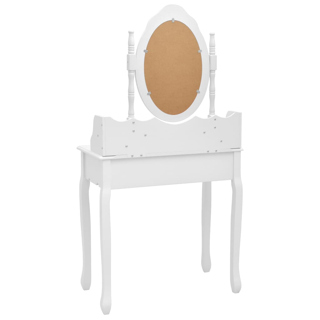 Kaptafelset met kruk 75x69x140 cm paulowniahout wit is nu te koop bij PeponiXL, paradijselijk wonen!