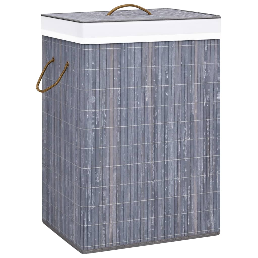 Wasmand met 2 vakken 72 L bamboe grijs is nu te koop bij PeponiXL, paradijselijk wonen!