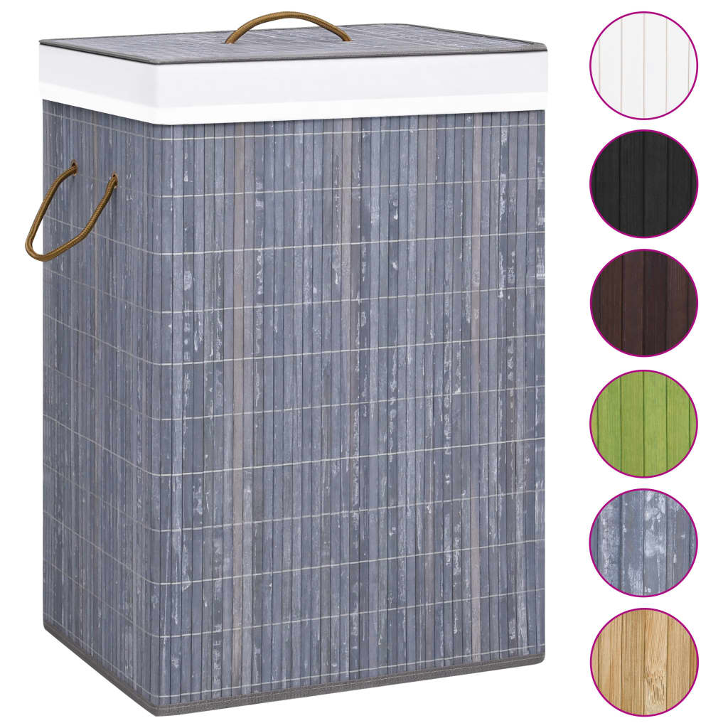 Wasmand met 2 vakken 72 L bamboe grijs is nu te koop bij PeponiXL, paradijselijk wonen!