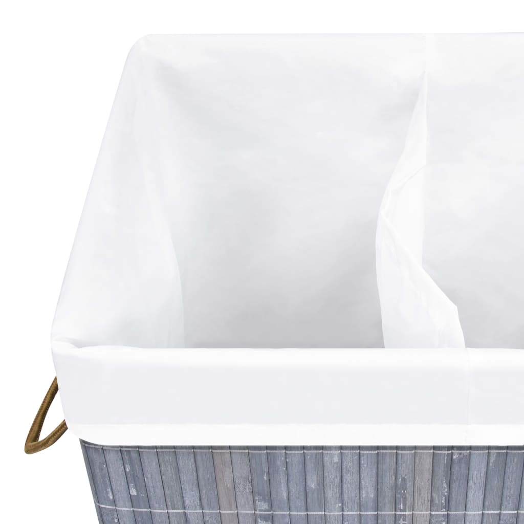 Wasmand met 2 vakken 72 L bamboe grijs is nu te koop bij PeponiXL, paradijselijk wonen!