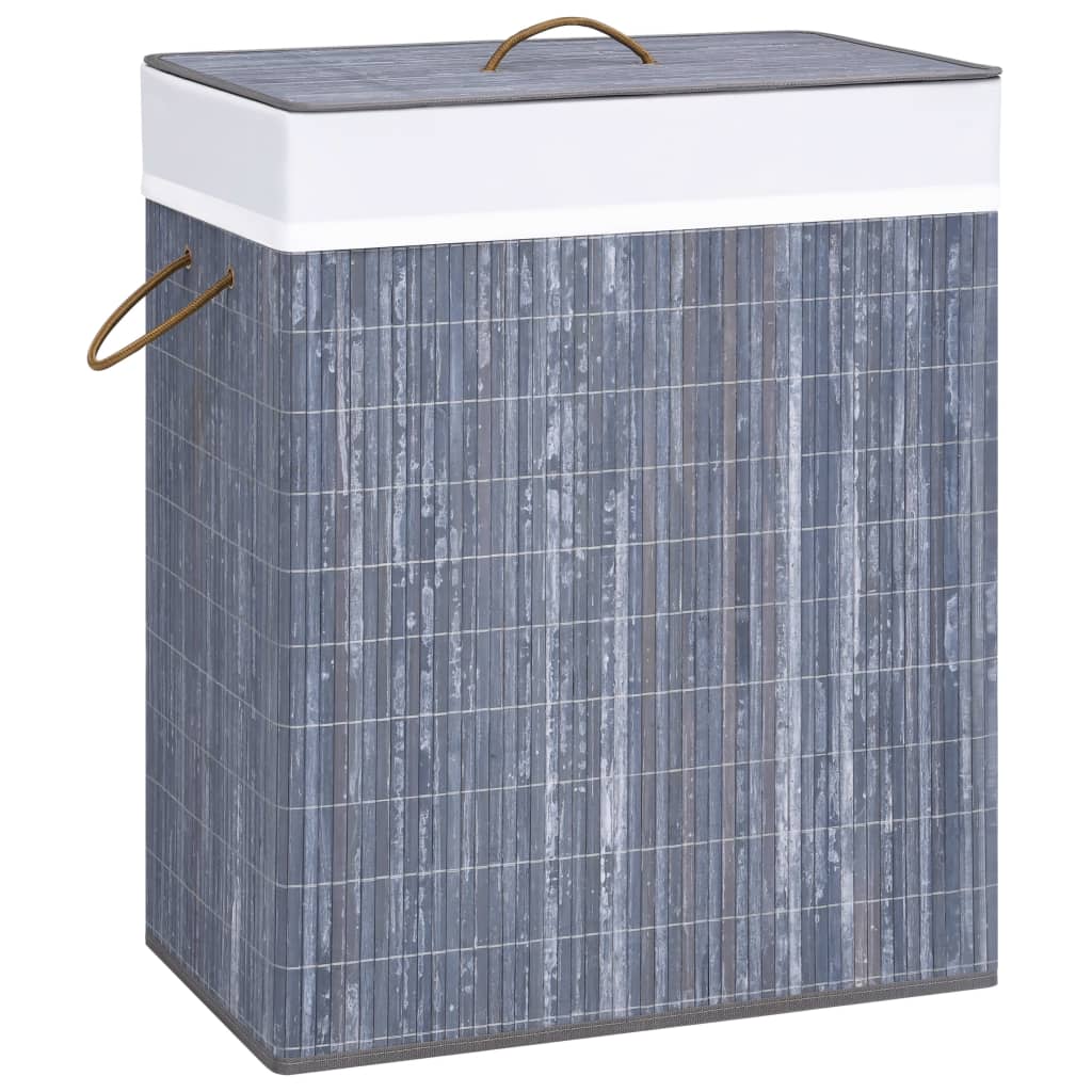 Wasmand met 2 vakken 100 L bamboe grijs is nu te koop bij PeponiXL, paradijselijk wonen!