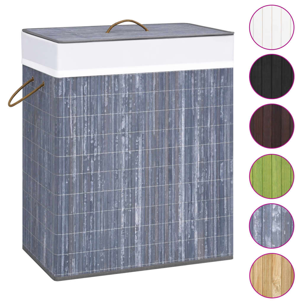 Wasmand met 2 vakken 100 L bamboe grijs is nu te koop bij PeponiXL, paradijselijk wonen!