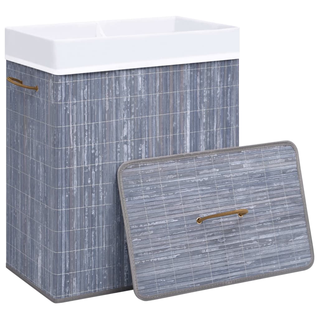 Wasmand met 2 vakken 100 L bamboe grijs is nu te koop bij PeponiXL, paradijselijk wonen!