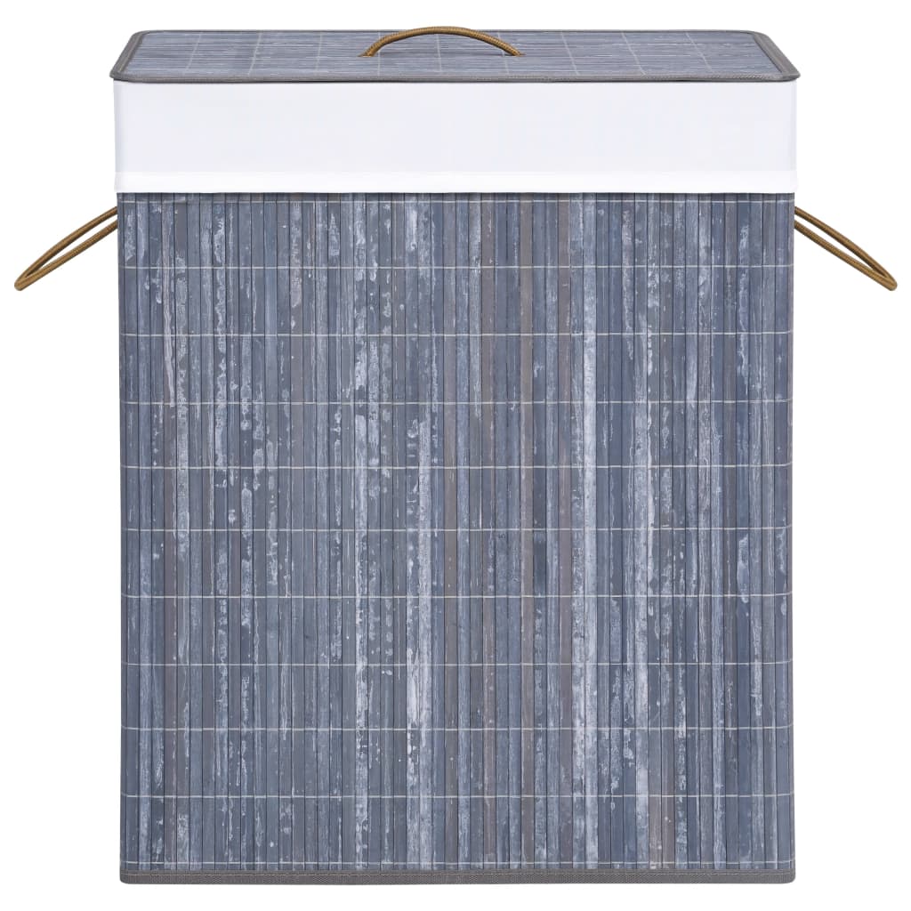 Wasmand met 2 vakken 100 L bamboe grijs is nu te koop bij PeponiXL, paradijselijk wonen!