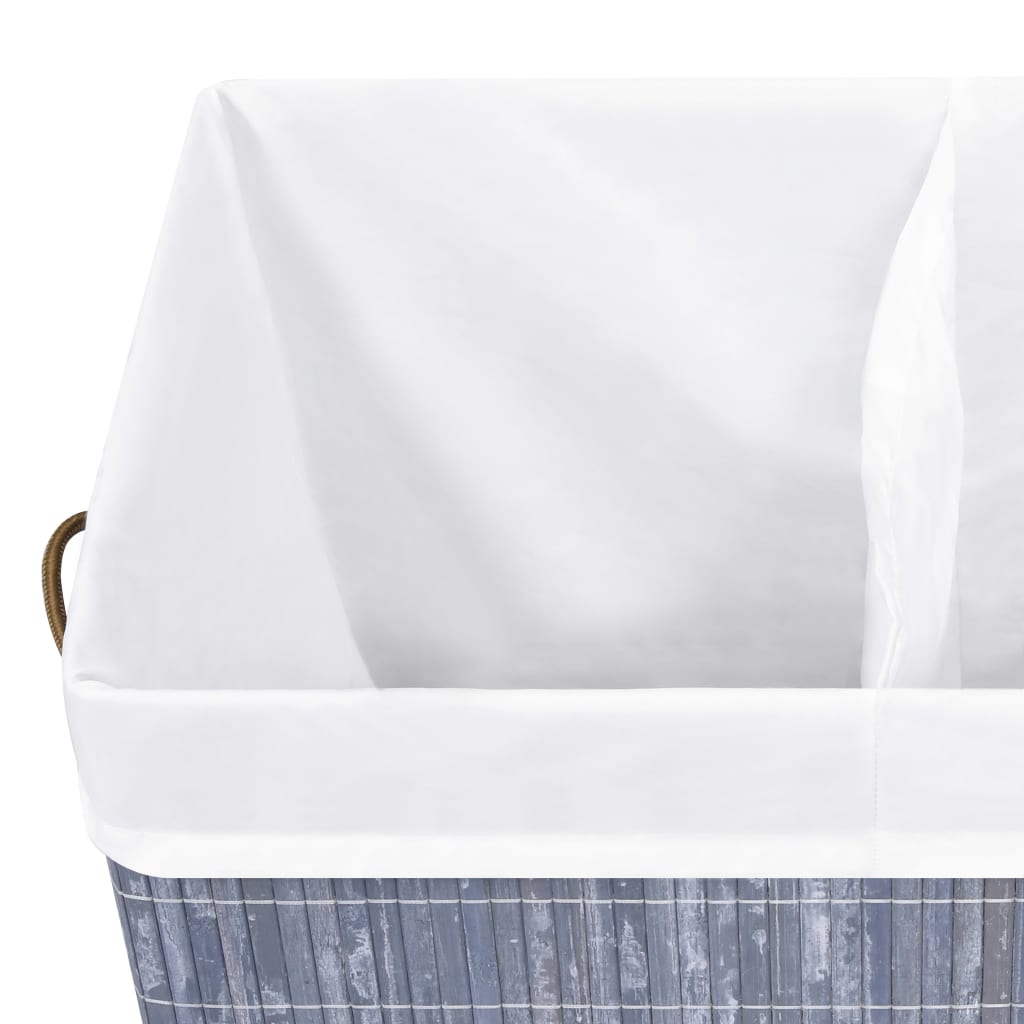 Wasmand met 2 vakken 100 L bamboe grijs is nu te koop bij PeponiXL, paradijselijk wonen!
