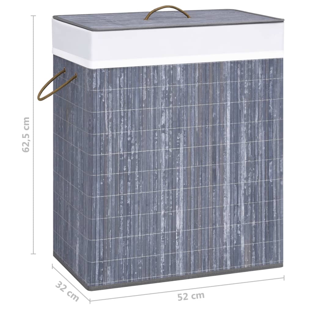 Wasmand met 2 vakken 100 L bamboe grijs is nu te koop bij PeponiXL, paradijselijk wonen!