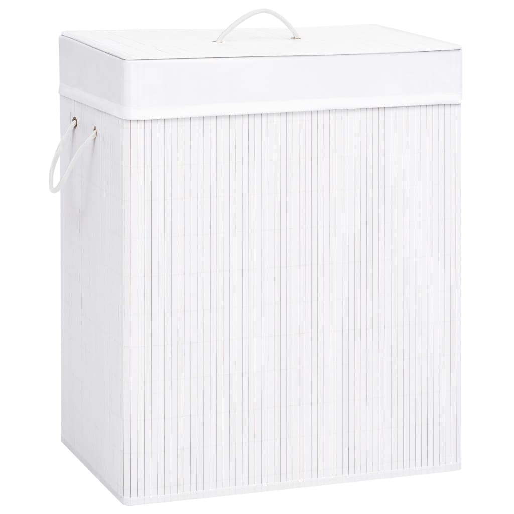 Wasmand met 2 vakken 100 L bamboe wit is nu te koop bij PeponiXL, paradijselijk wonen!