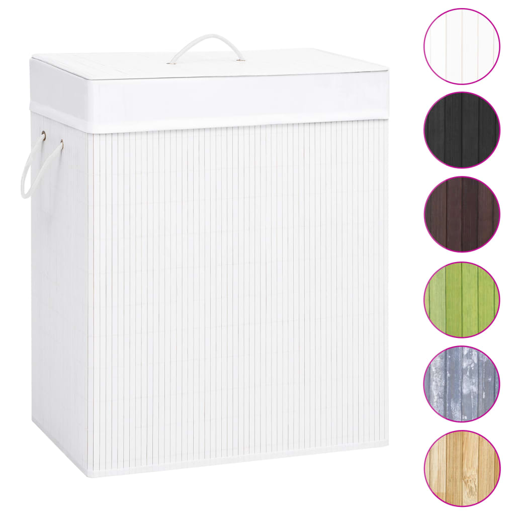 Wasmand met 2 vakken 100 L bamboe wit is nu te koop bij PeponiXL, paradijselijk wonen!