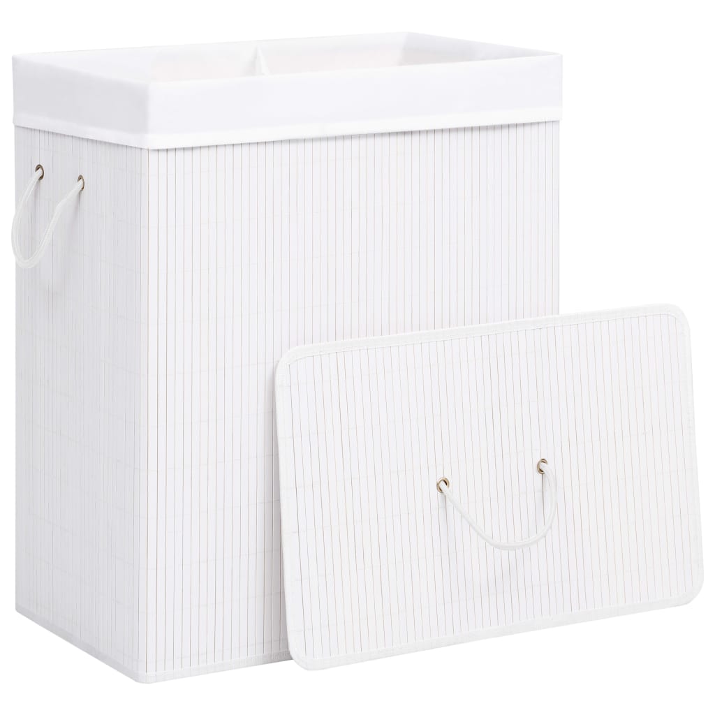 Wasmand met 2 vakken 100 L bamboe wit is nu te koop bij PeponiXL, paradijselijk wonen!
