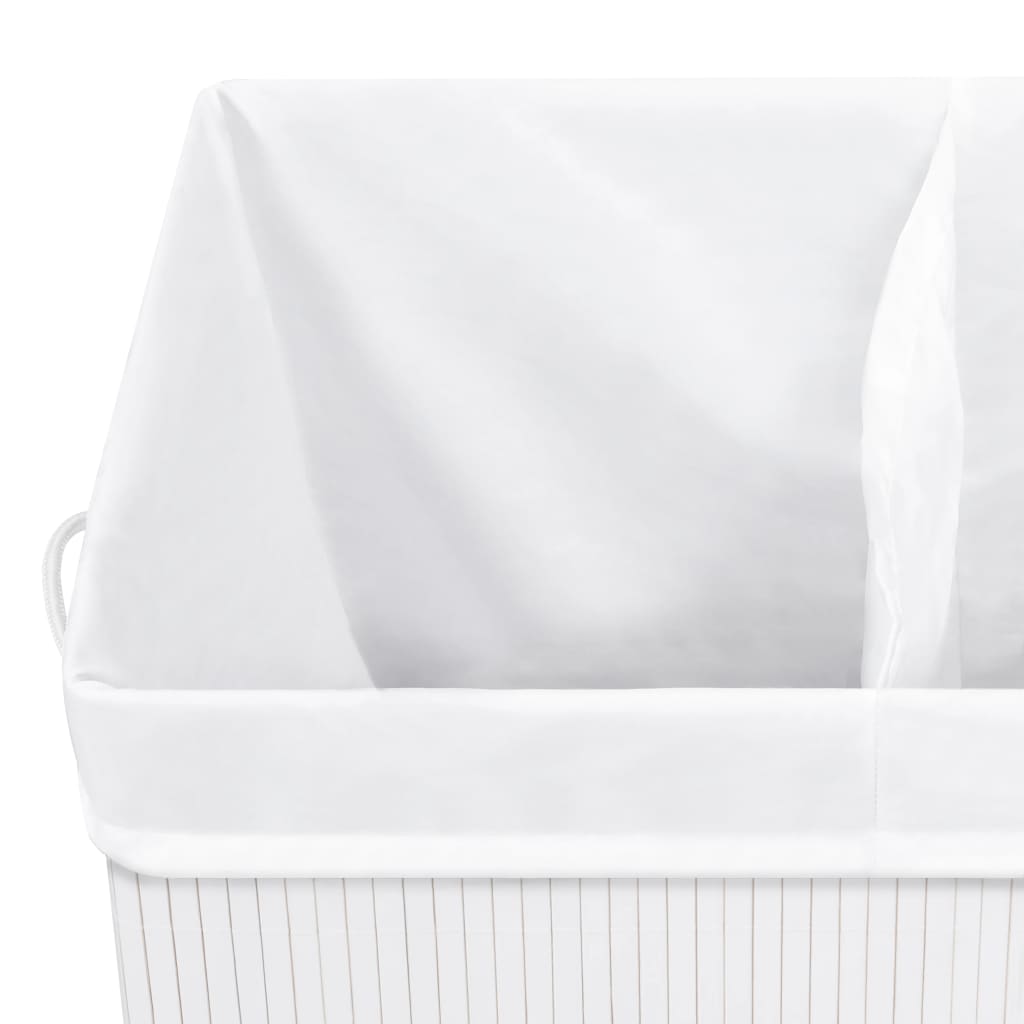 Wasmand met 2 vakken 100 L bamboe wit is nu te koop bij PeponiXL, paradijselijk wonen!