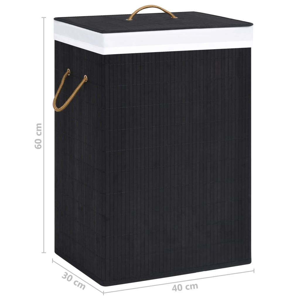 Wasmand met 2 vakken 72 L bamboe zwart is nu te koop bij PeponiXL, paradijselijk wonen!