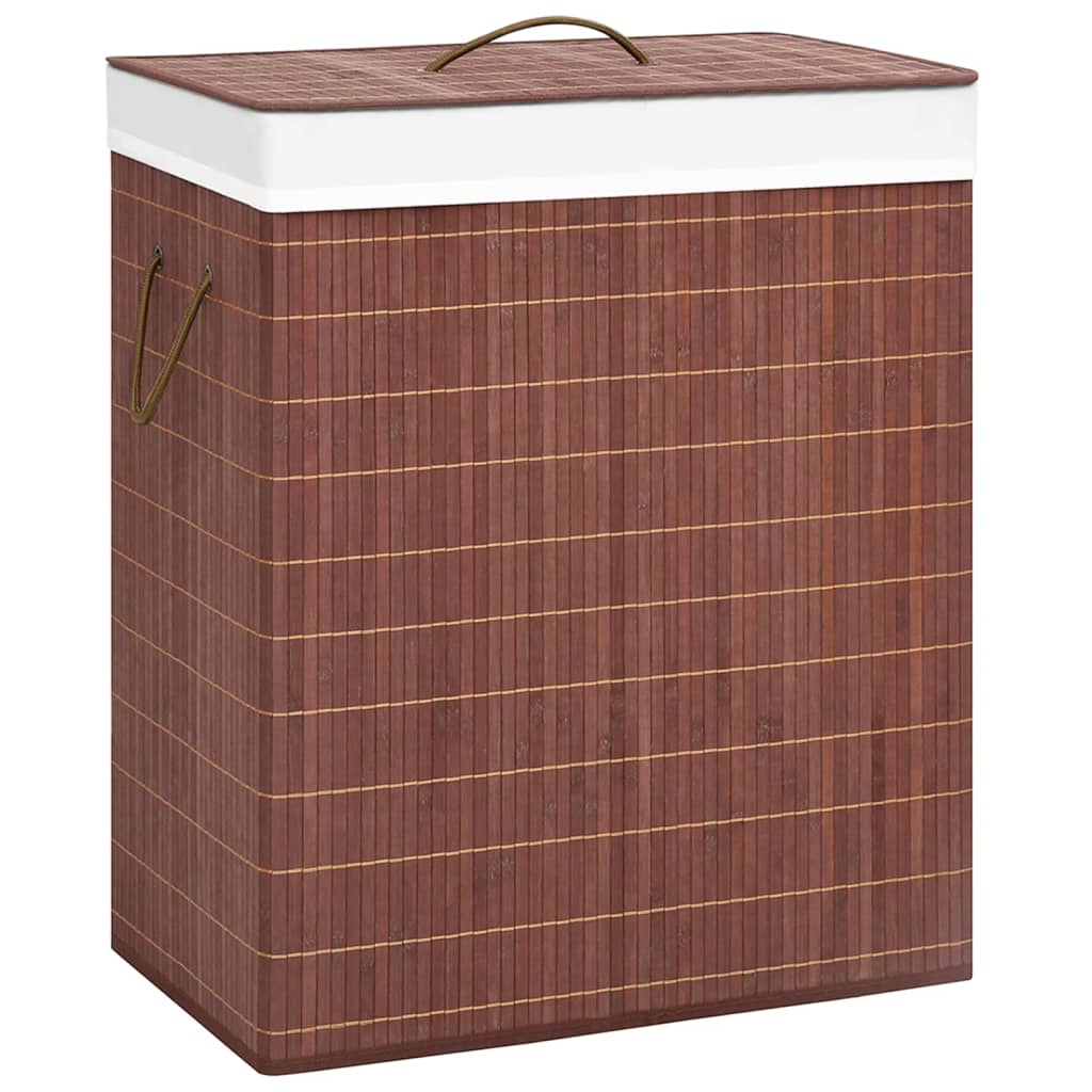 Wasmand met 2 vakken 100 L bamboe bruin is nu te koop bij PeponiXL, paradijselijk wonen!