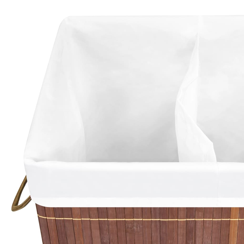 Wasmand met 2 vakken 100 L bamboe bruin is nu te koop bij PeponiXL, paradijselijk wonen!