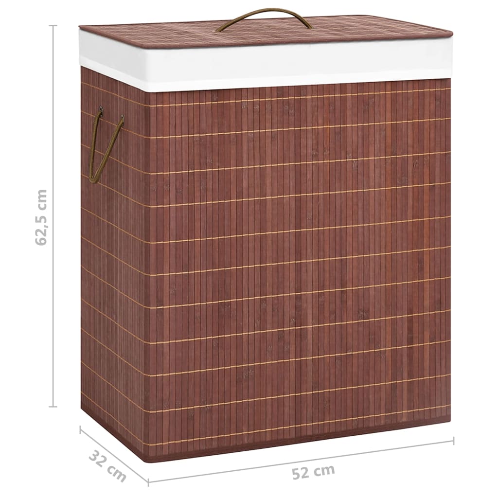 Wasmand met 2 vakken 100 L bamboe bruin is nu te koop bij PeponiXL, paradijselijk wonen!