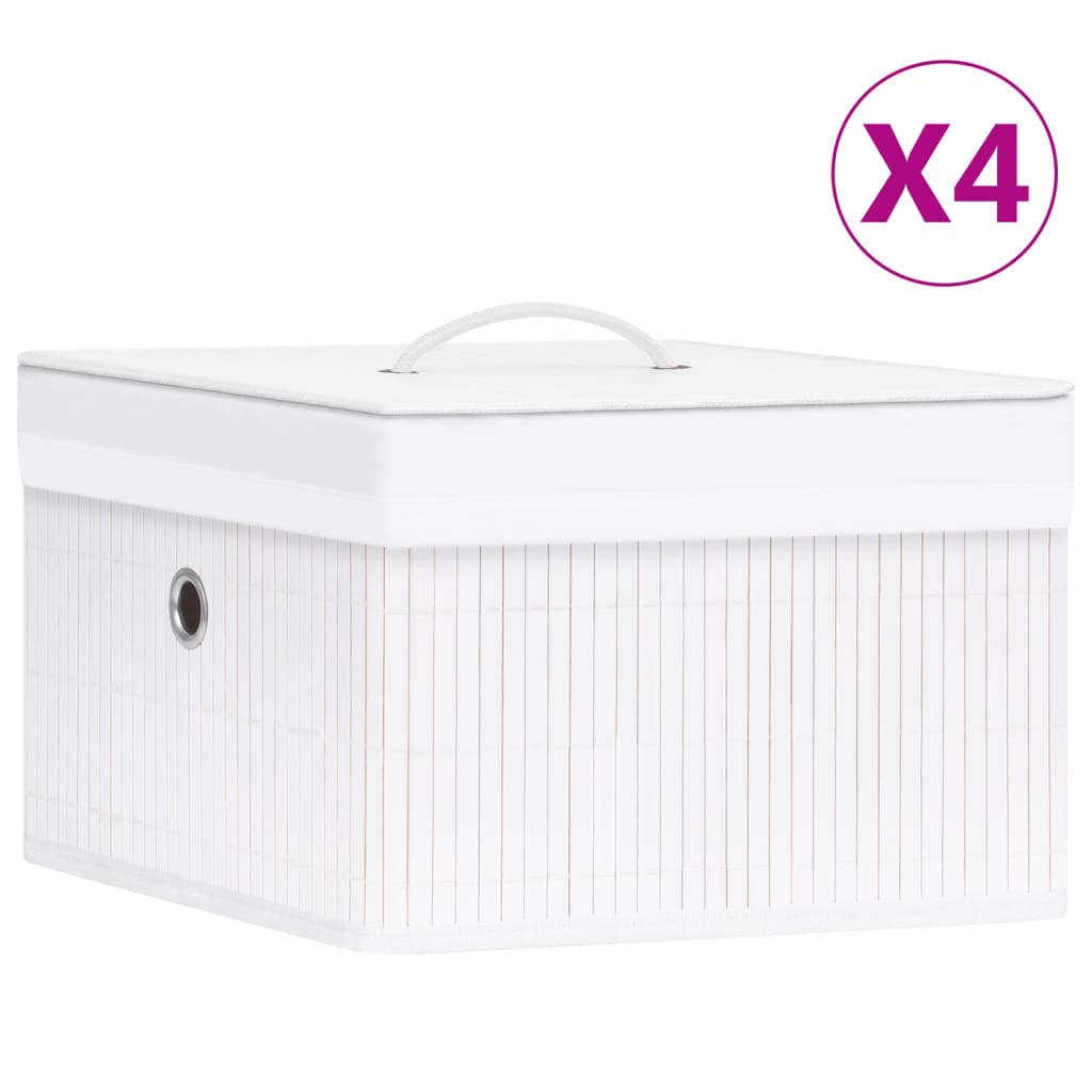Opbergboxen 4 st bamboe wit is nu te koop bij PeponiXL, paradijselijk wonen!