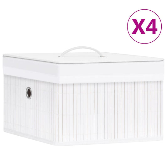 Opbergboxen 4 st bamboe wit is nu te koop bij PeponiXL, paradijselijk wonen!