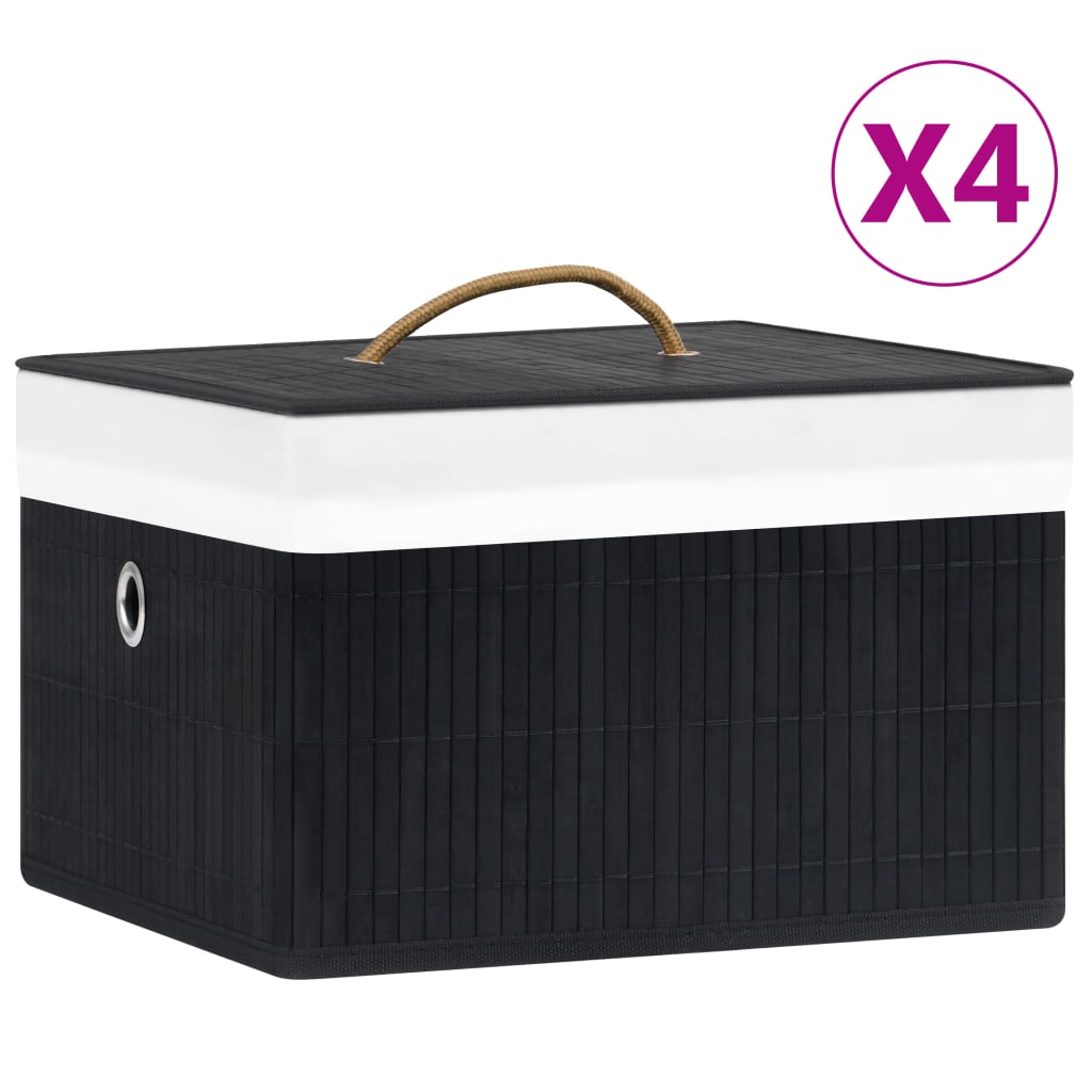 Opbergboxen 4 st bamboe zwart is nu te koop bij PeponiXL, paradijselijk wonen!