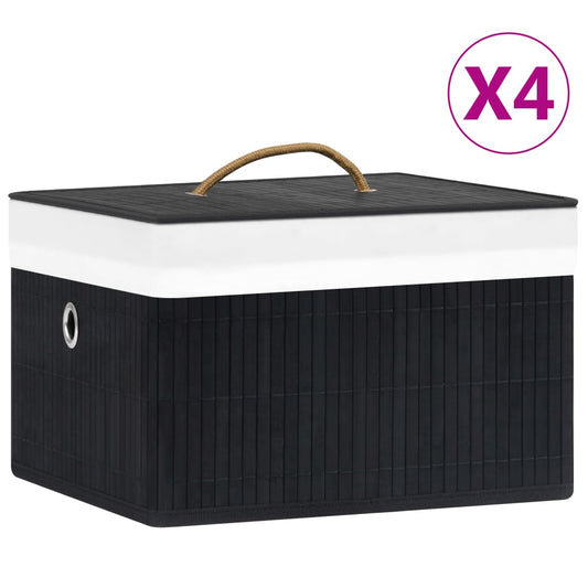 Opbergboxen 4 st bamboe zwart is nu te koop bij PeponiXL, paradijselijk wonen!