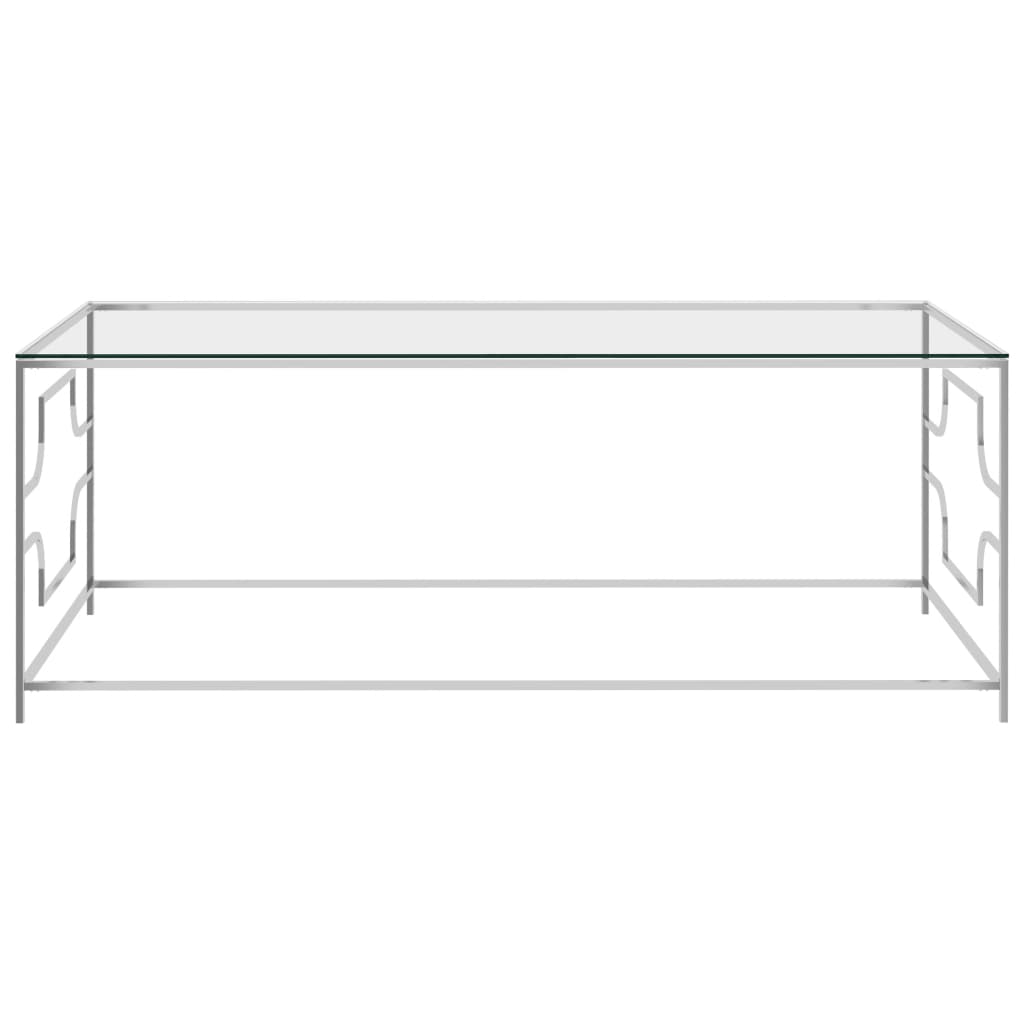 Salontafel 120x60x45 cm roestvrij staal en glas zilverkleurig is nu te koop bij PeponiXL, paradijselijk wonen!