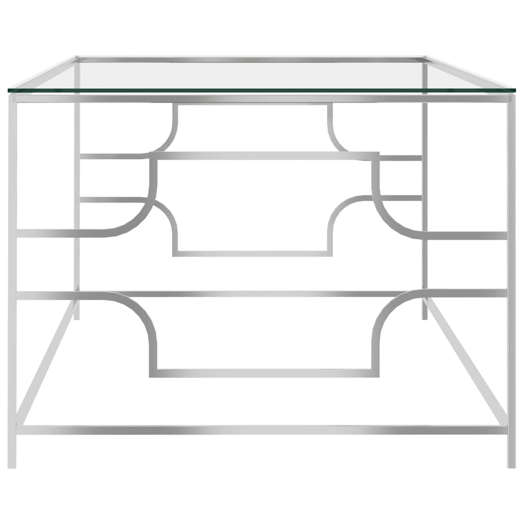 Salontafel 120x60x45 cm roestvrij staal en glas zilverkleurig is nu te koop bij PeponiXL, paradijselijk wonen!