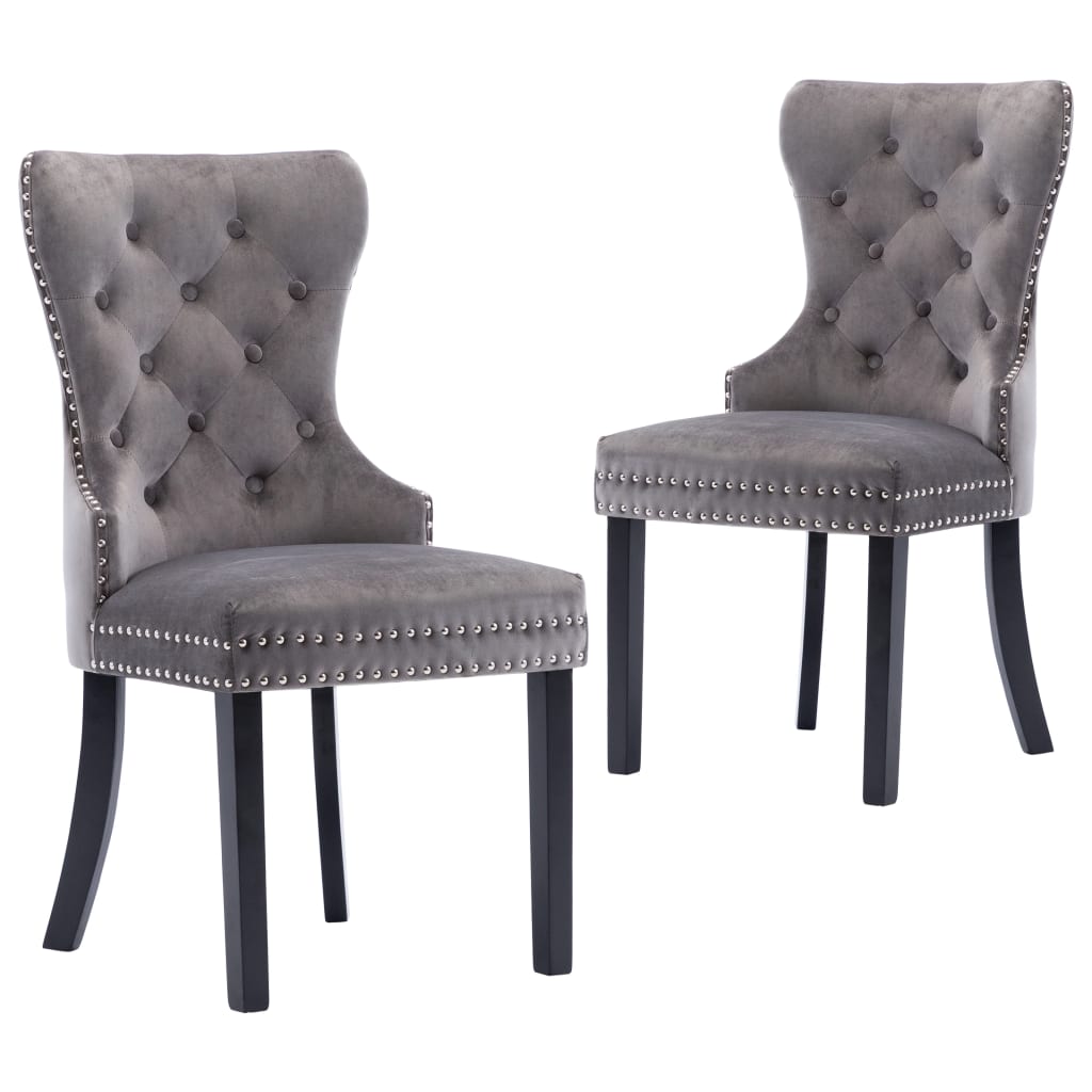 Eetkamerstoelen 2 st fluweel grijs is nu te koop bij PeponiXL, paradijselijk wonen!