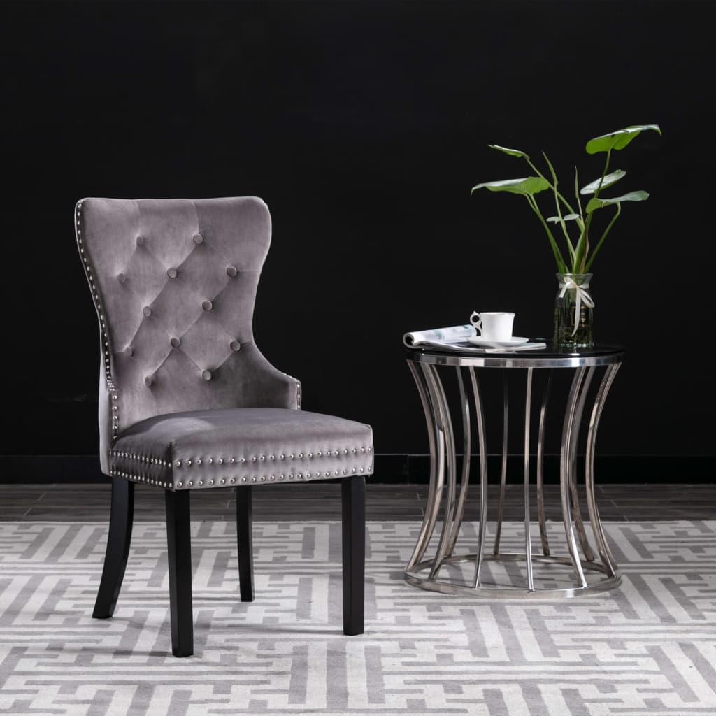 Eetkamerstoelen 2 st fluweel grijs is nu te koop bij PeponiXL, paradijselijk wonen!