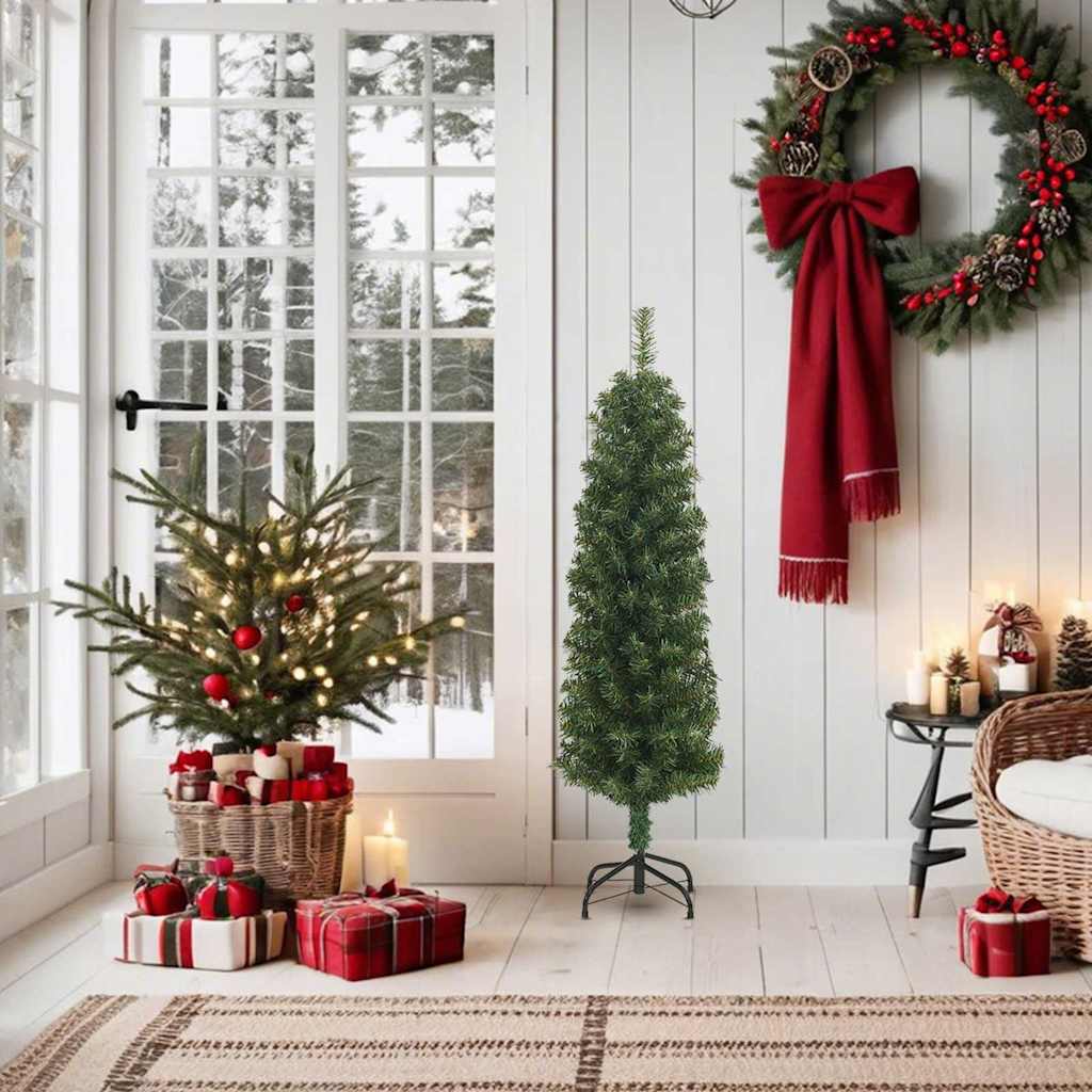 Kunstkerstboom met standaard smal 150 cm PVC groen is nu te koop bij PeponiXL, paradijselijk wonen!