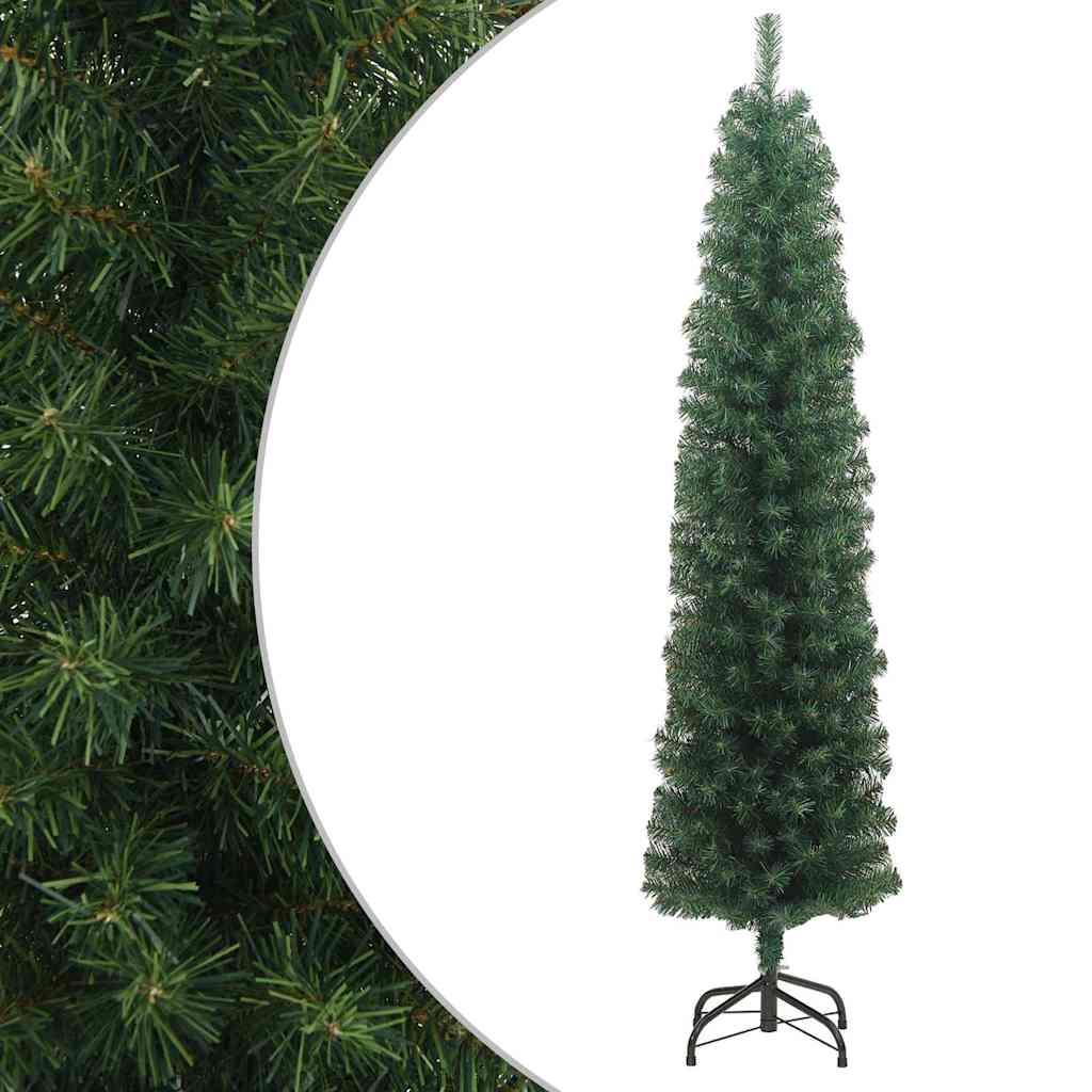 Kunstkerstboom met standaard smal 180 cm PVC groen is nu te koop bij PeponiXL, paradijselijk wonen!