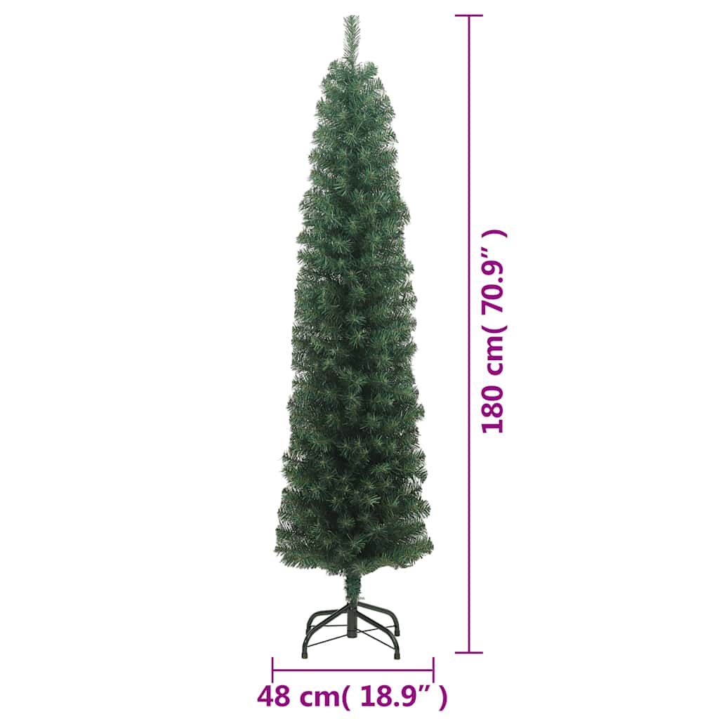 Kunstkerstboom met standaard smal 180 cm PVC groen is nu te koop bij PeponiXL, paradijselijk wonen!