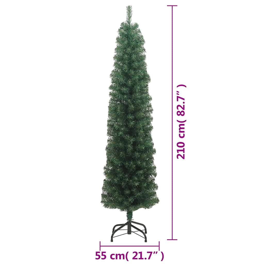 Kunstkerstboom met standaard smal 210 cm PVC groen is nu te koop bij PeponiXL, paradijselijk wonen!
