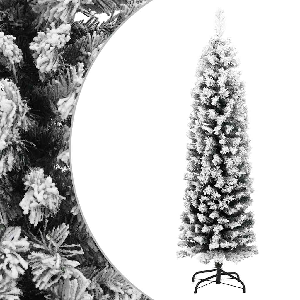 Kunstkerstboom met sneeuw smal 150 cm PVC groen is nu te koop bij PeponiXL, paradijselijk wonen!
