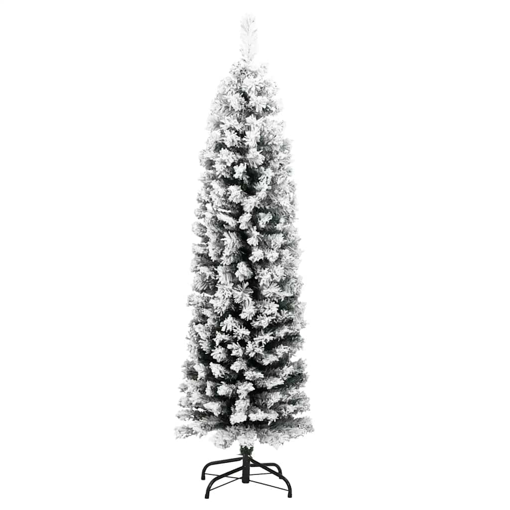 Kunstkerstboom met sneeuw smal 150 cm PVC groen is nu te koop bij PeponiXL, paradijselijk wonen!