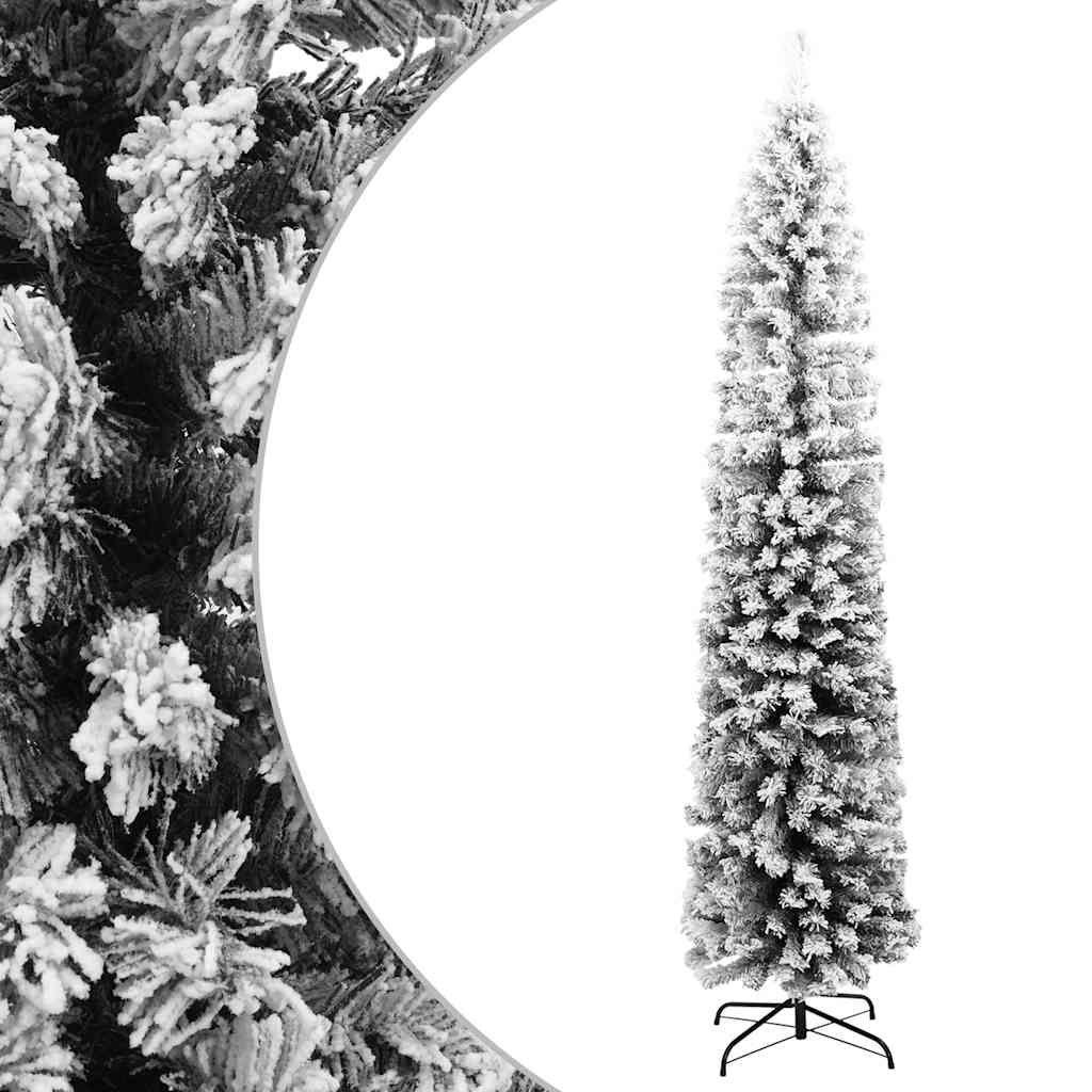 Kunstkerstboom met sneeuw smal 180 cm PVC groen is nu te koop bij PeponiXL, paradijselijk wonen!