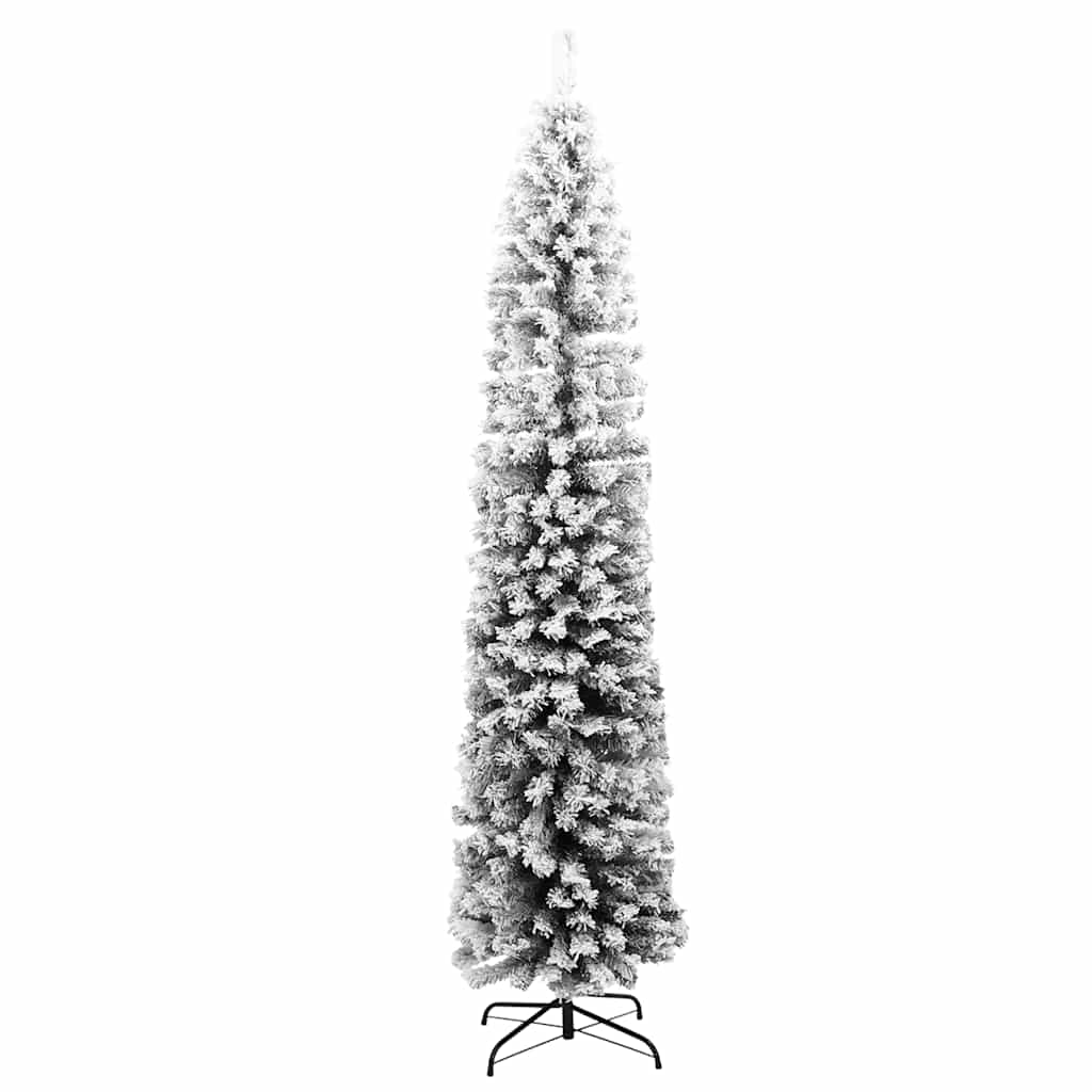 Kunstkerstboom met sneeuw smal 180 cm PVC groen is nu te koop bij PeponiXL, paradijselijk wonen!