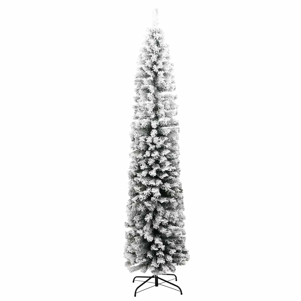 Kunstkerstboom met sneeuw smal 210 cm PVC groen is nu te koop bij PeponiXL, paradijselijk wonen!