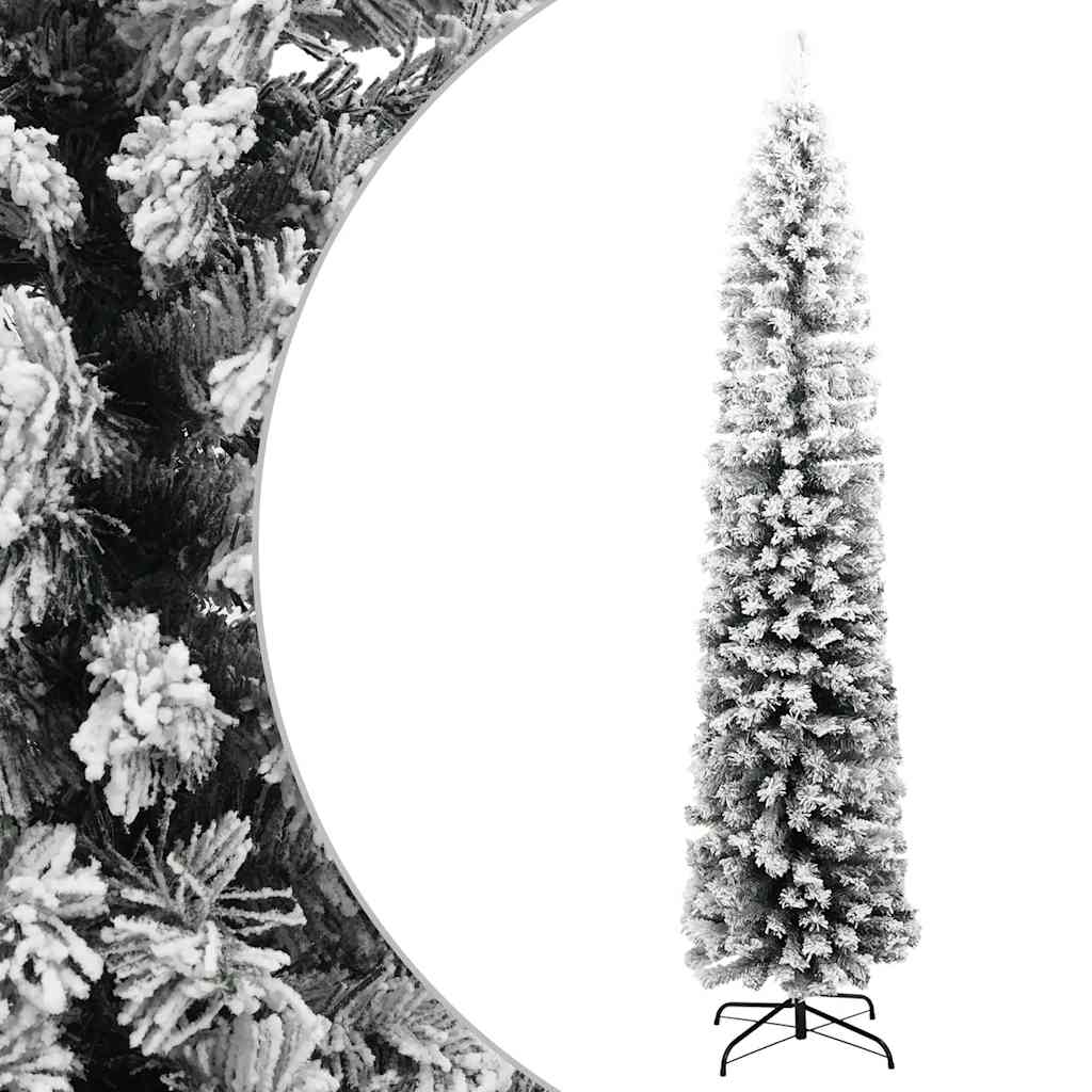 Kunstkerstboom met sneeuw smal 240 cm PVC groen is nu te koop bij PeponiXL, paradijselijk wonen!