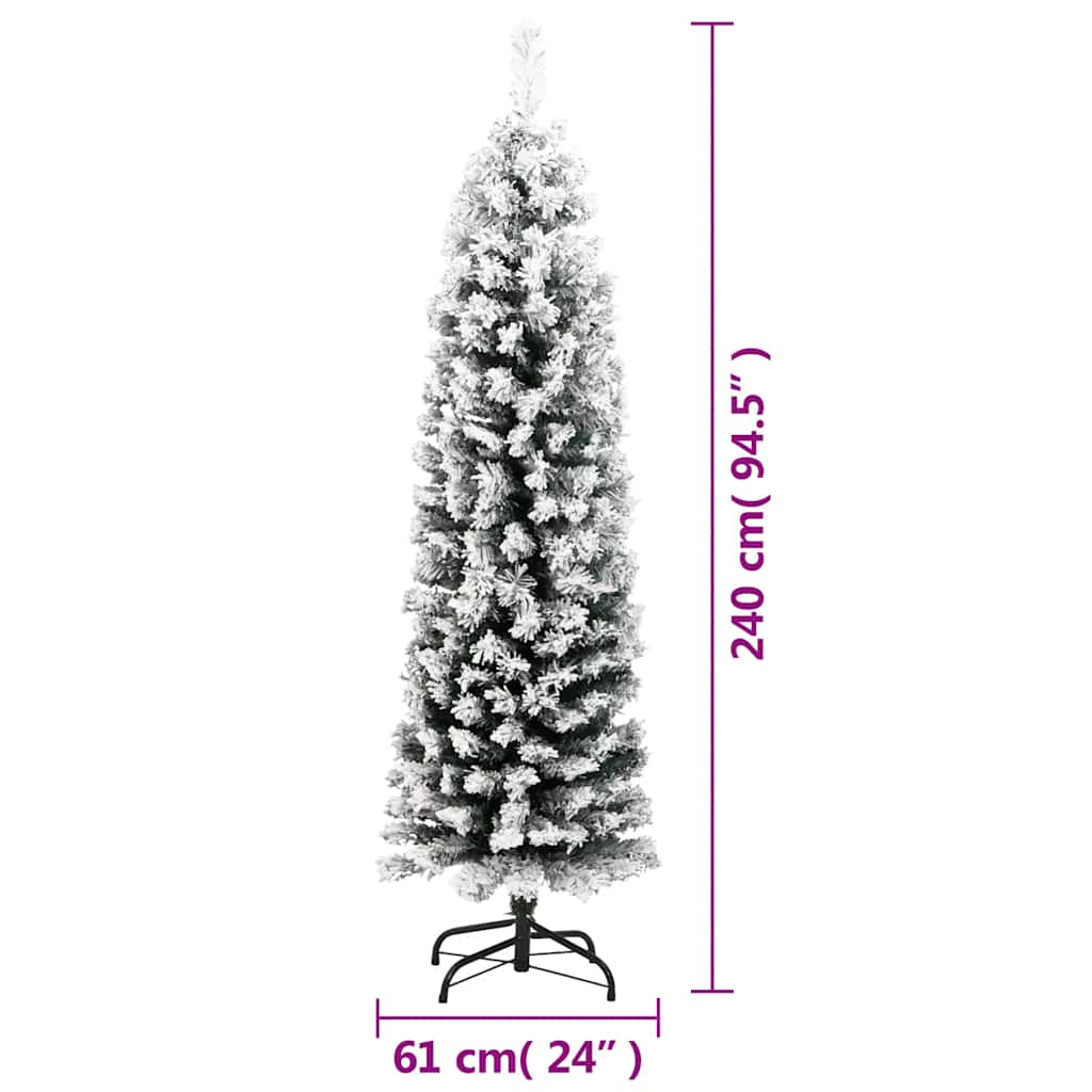 Kunstkerstboom met sneeuw smal 240 cm PVC groen is nu te koop bij PeponiXL, paradijselijk wonen!