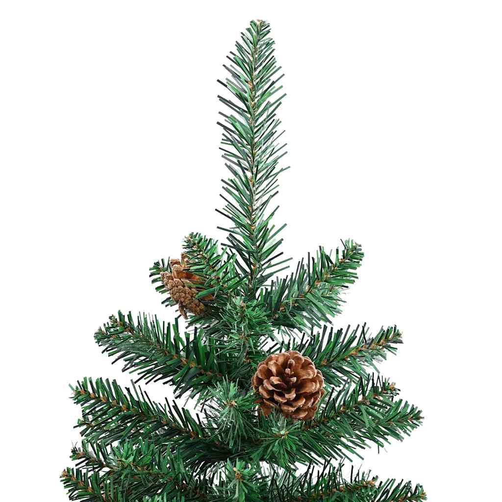 Kerstboom met echt hout en dennenappels smal 150 cm PVC groen is nu te koop bij PeponiXL, paradijselijk wonen!