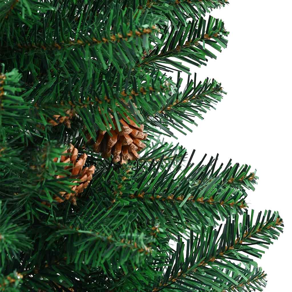 Kerstboom met echt hout en dennenappels smal 210 cm PVC groen is nu te koop bij PeponiXL, paradijselijk wonen!