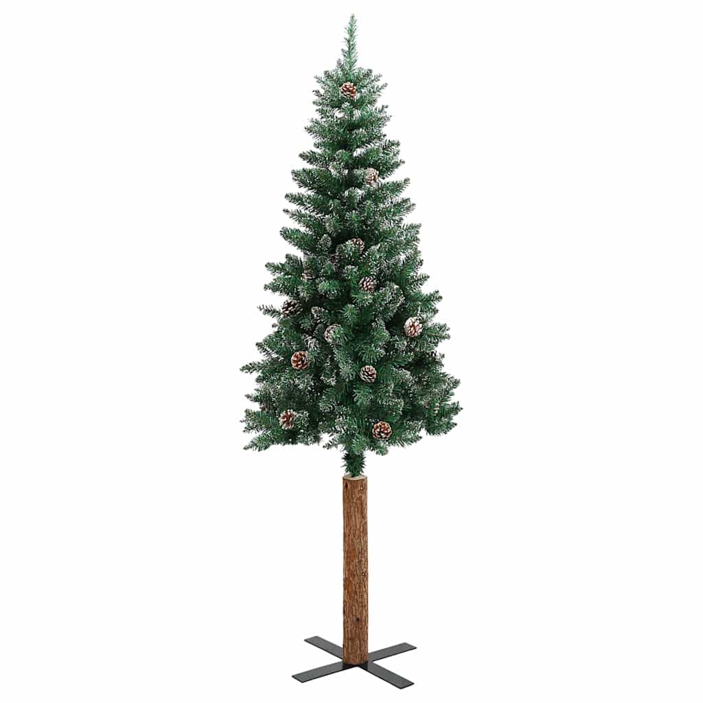 Kerstboom met echt hout en sneeuw smal 150 cm groen is nu te koop bij PeponiXL, paradijselijk wonen!