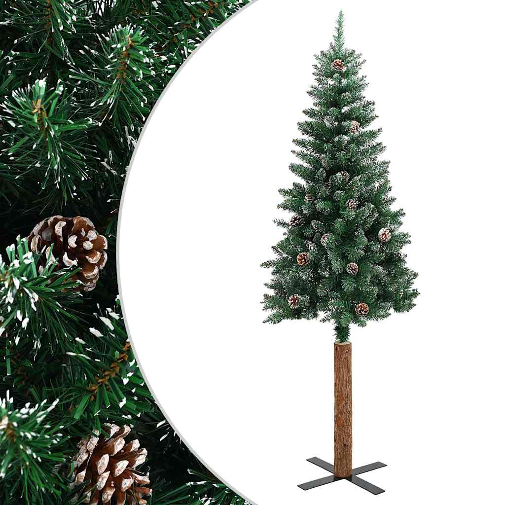 Kerstboom met echt hout en sneeuw smal 210 cm groen is nu te koop bij PeponiXL, paradijselijk wonen!