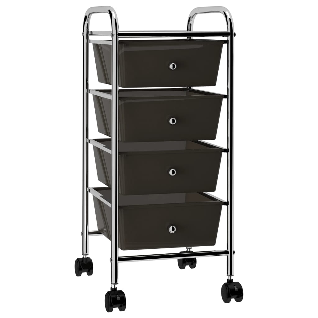 Opbergtrolley met 4 lades mobiel kunststof zwart is nu te koop bij PeponiXL, paradijselijk wonen!