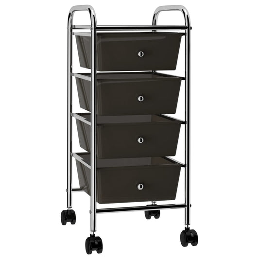 Opbergtrolley met 4 lades mobiel kunststof zwart is nu te koop bij PeponiXL, paradijselijk wonen!