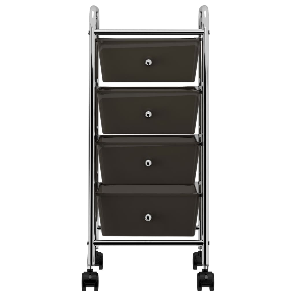 Opbergtrolley met 4 lades mobiel kunststof zwart is nu te koop bij PeponiXL, paradijselijk wonen!