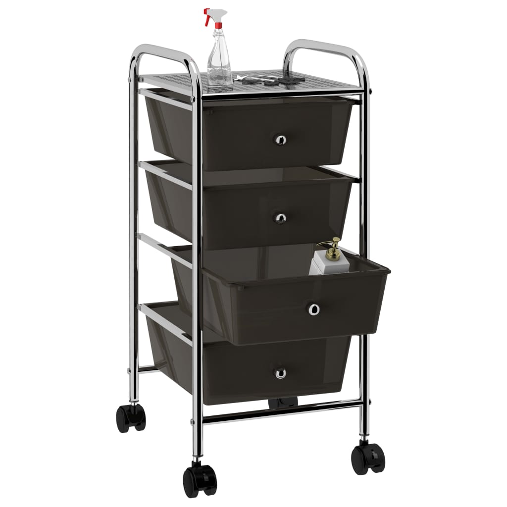 Opbergtrolley met 4 lades mobiel kunststof zwart is nu te koop bij PeponiXL, paradijselijk wonen!