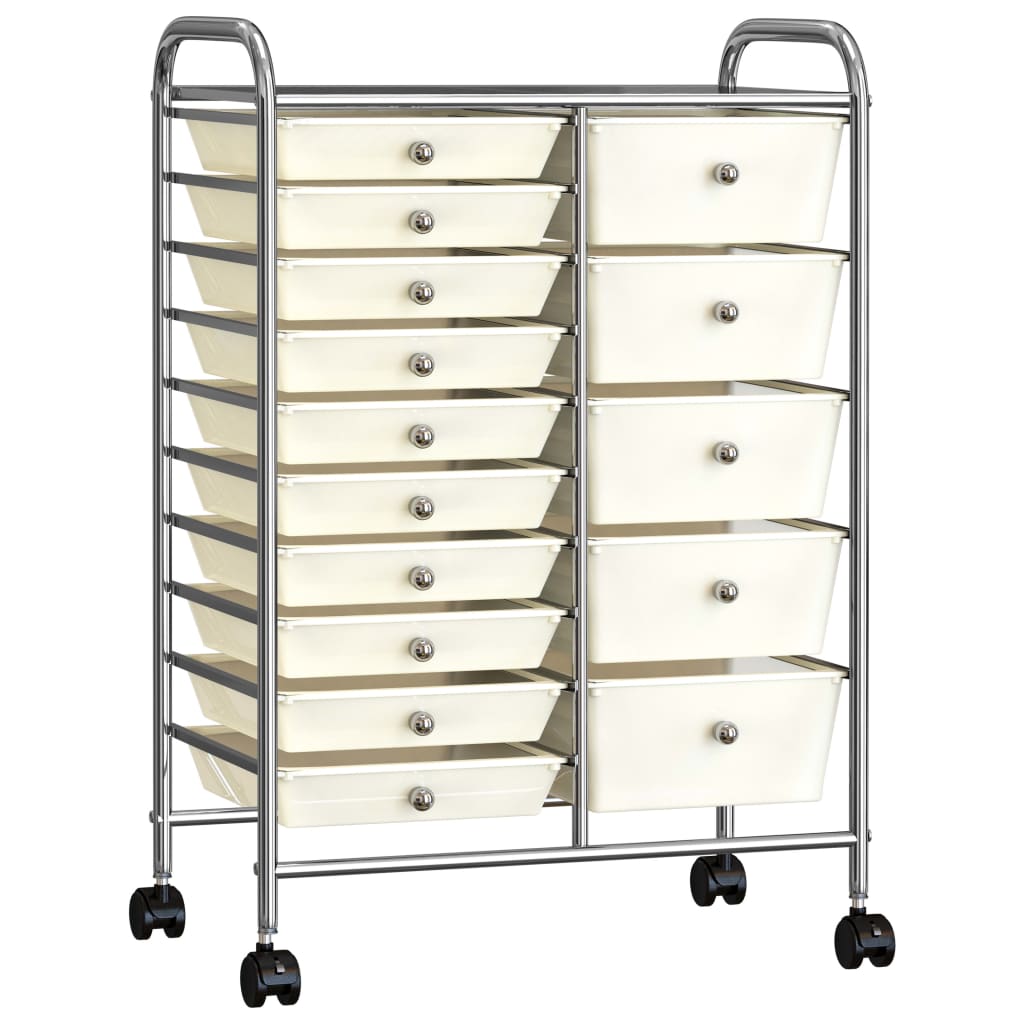 Opbergtrolley met 15 lades mobiel XXL kunststof wit is nu te koop bij PeponiXL, paradijselijk wonen!