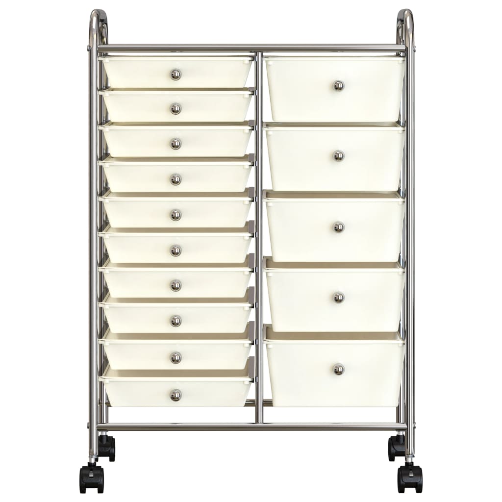 Opbergtrolley met 15 lades mobiel XXL kunststof wit is nu te koop bij PeponiXL, paradijselijk wonen!